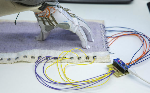 Smart gloves in Aalto Wearable Systems Lab, photo: Mikko Raskinen