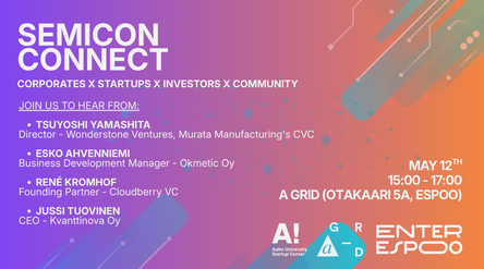 Promotional image for the Semicon Connect event taking place May 12th at A Grid, from 15:00 to 17:00