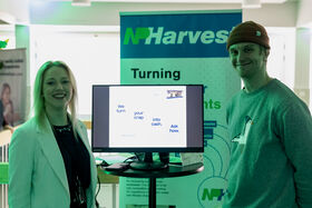 Two startup members at Demo Day 2025 - Aalto Startup Center